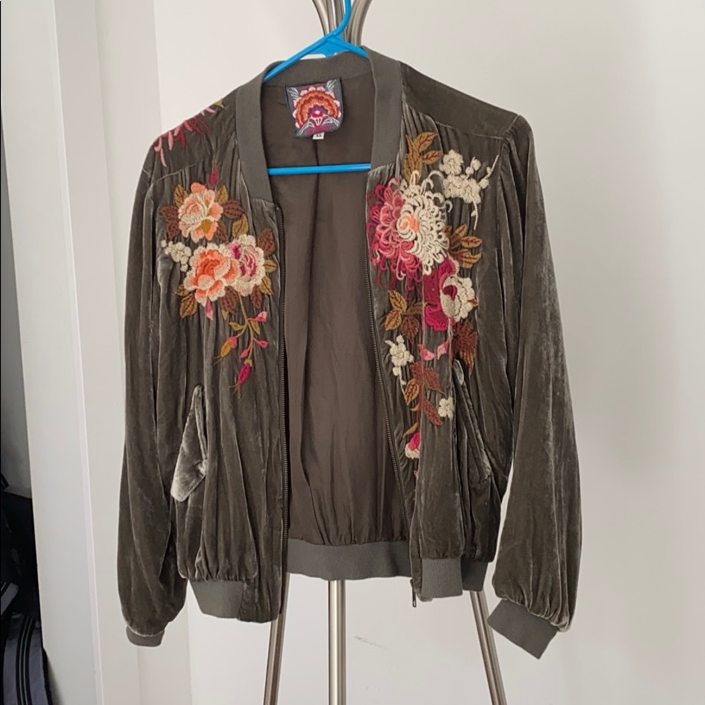 Johnny Was velvet bomber jacket